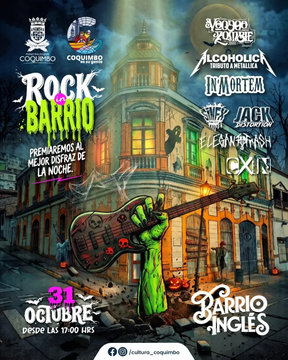 Afiche de Rock in Barrio · Halloween en el Barrio Inglés
