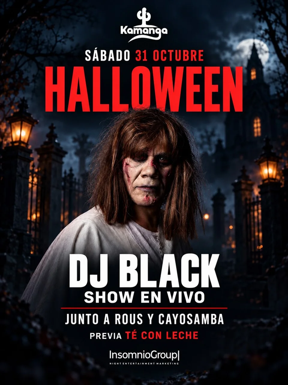 Afiche de Halloween en Kamanga · DJ Black y Té con Leche