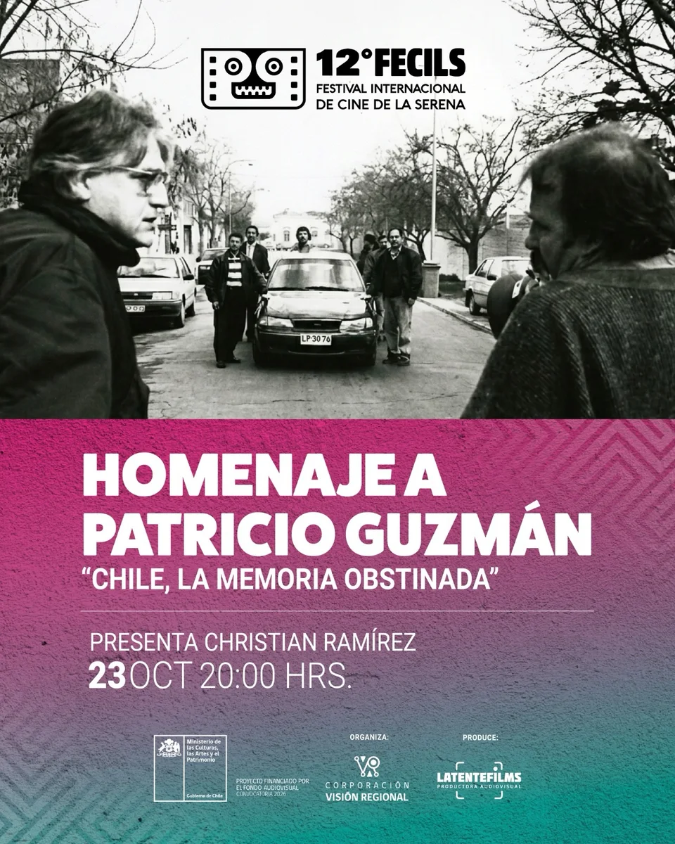 Afiche de Chile, la memoria obstinada · homenaje a Patricio Guzmán