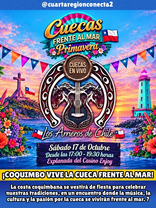 Afiche: Cuecas Frente al Mar · Los Arrieros de Chile