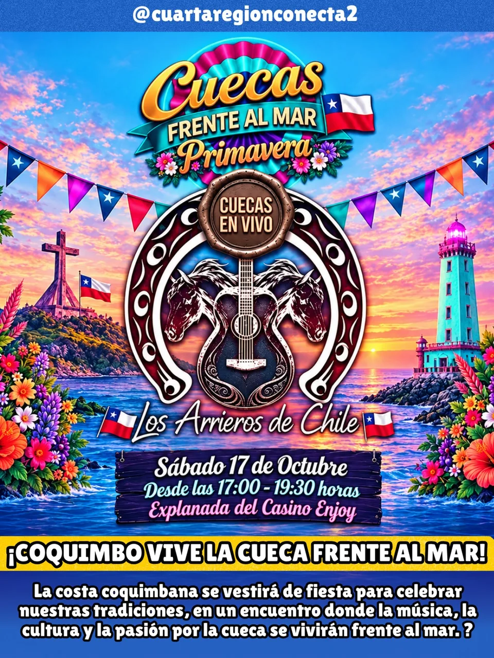 Afiche de Cuecas Frente al Mar · Los Arrieros de Chile