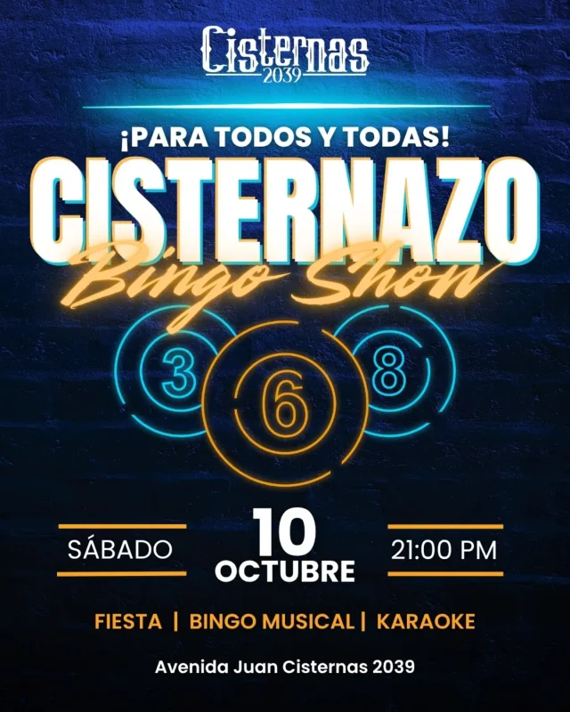 Afiche de Cisternazo Bingo Show · Cisternas 2039
