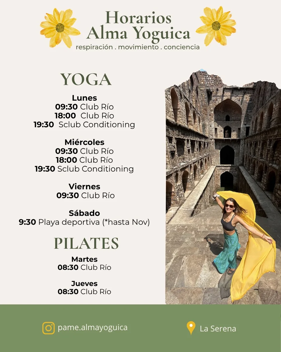 Afiche de Pilates Mat · Alma Yóguica en Club Río