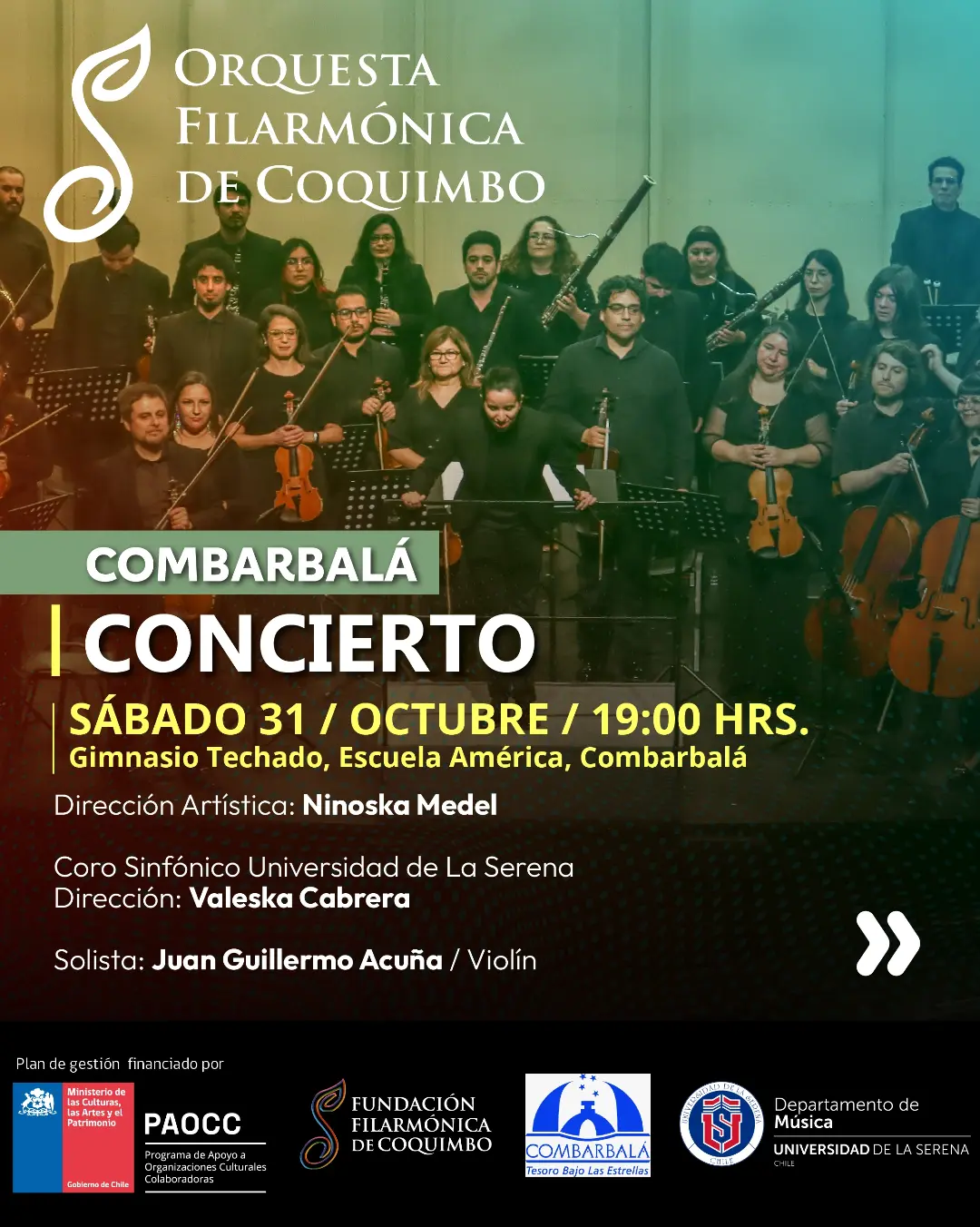 Afiche de Orquesta Filarmónica de Coquimbo · concierto en Combarbalá